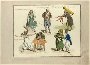 Plaat van illustraties tot populaire liedjes door Henry Alken