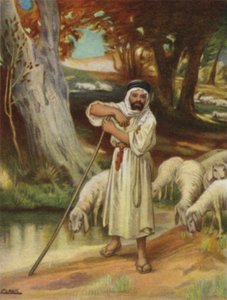 Een herder en zijn kudde in Banias