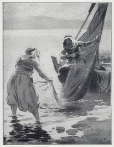 Netten wassen bij de Zee van Galilea door Henry Andrew Harper