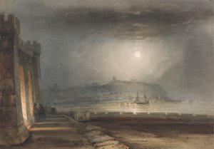 Haven van Scarborough, Yorkshire - Maanlicht door Henry Barlow Carter