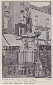 Monument voor de toneelschrijver en dichter Christopher Marlowe, Buttermarket, Canterbury, Kent