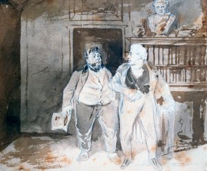 Twee personages, ca. 1825-1877 door Henry Bonaventure Monnier
