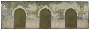 Schets voor het stadhuis van Asnières: De Seine bij de Clichy-brug door Henry Bouvet