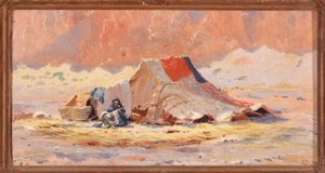 Arabische tent in de woestijn bij Blidah door Henry Brokman Knudsen