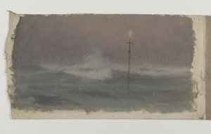 Kruis en golf, Bretagne, circa 1905 door Henry Brokman Knudsen