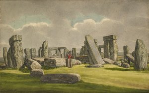 Stonehenge vanuit het W.Z.W., toont ruïnes met soldaat, 1824-1839 door Henry Browne