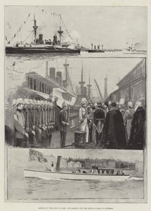 Aankomst van de Koning van Siam, Zijne Majesteit en de Hertog van York bij Spithead door Henry Charles Seppings Wright