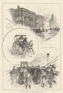 Onze kunstenaar in Amerika, mensen in New York City gaan naar huis door Henry Charles Seppings Wright