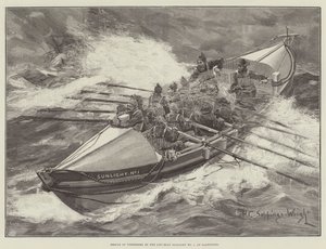 Redding van Vissers door de Reddingsboot Sunlight No 1, bij Llandudno