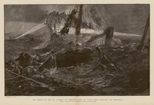 Redding van drenkelingen tijdens het wrak van SS Utopia, Gibraltar (gravure)