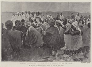 De Britse Expeditie van Accra naar het Binnenland van de Goudkust, Palaver met Amrahia door Henry Charles Seppings Wright