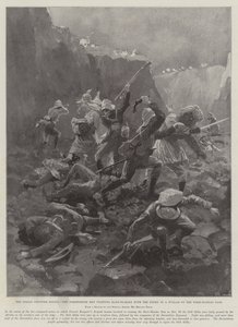 De opstand aan de Indiase grens, de mannen van Dorset vechten hand in hand met de vijand in een Nullah op de Tseri-Kandao-pas door Henry Charles Seppings Wright