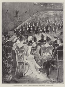 De Mars van de Mannen van Harlech, het Welshe Koor Zingt voor de Koningin in Windsor Castle door Henry Charles Seppings Wright