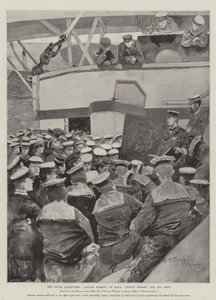 De marine manoeuvres, kapitein Barrow, van HMS Prince George, en zijn bemanning
