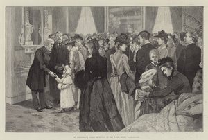 Het openbare ontvangst van de president in het Witte Huis, Washington door Henry Charles Seppings Wright