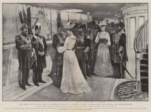 Het Bezoek van de Sjah aan de Koning in Portsmouth, 20 augustus, Prinses Victoria fotografeert Koning Edward en Muzaffir-ed-Din