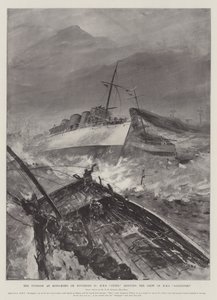 De Tyfoon in Hong-Kong op 10 november, HMS Otter redt de Bemanning van HMS Sandpiper door Henry Charles Seppings Wright
