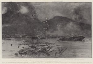 De Vulkanische Ramp in Martinique, de Ruïnes van St Pierre gezien vanaf de Franse Kruiser Suchet, achtenveertig uur na de Uitbarsting door Henry Charles Seppings Wright