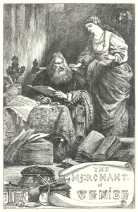 De koopman van Venetië (gravure) door Henry Courtney (after) Selous