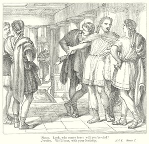 Timon van Athene (gravure) door Henry Courtney (after) Selous