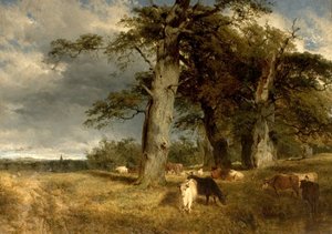 Landschap in de Dukeries, Nottinghamshire, 1850 door Henry Dawson