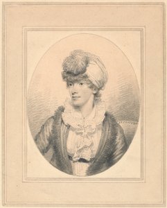 Portret van een jonge dame met een tulband door Henry Edridge