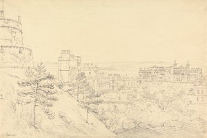 Kasteel Windsor vanaf de glacis van de ronde toren door Henry Edridge