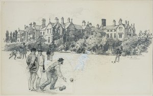 Cheadle Asylum vanaf de Bowling Green door Henry Edward Tidmarsh