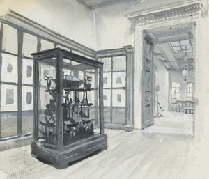 Interieur van het Brits Museum met de galerij van gravures