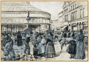 Smithfield Markt vanaf Oak Street door Henry Edward Tidmarsh
