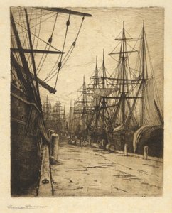 Avond in de Atlantische Docks door Henry Farrer