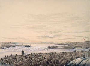 Sault de Ste. Marie tussen de meren Huron en Superior, 1842 door Henry Francis Ainslie