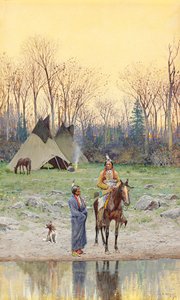 Indiaan te paard, 1899 door Henry Francois Farny