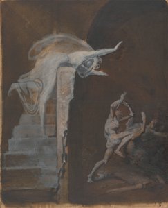 Ariadne die de Strijd van Theseus met de Minotaurus Bekijkt