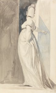 Achteraanzicht van een staande vrouw, genaamd mevrouw Fuseli door Johann Heinrich Füssli