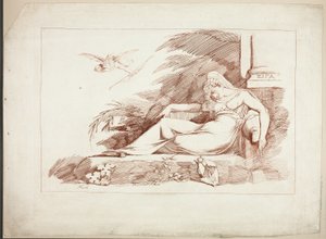 Slapende vrouw met een Cupido door Johann Heinrich Füssli