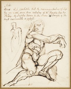 Studie van Ignudo in de Sixtijnse Kapel, Rome (recto); Parafrase van de Ignudo Gezeten Rechtsboven van Profeet Jeremia in Kapel, Rome (verso) door Johann Heinrich Füssli