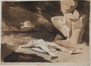 Thetis rouwt om het lichaam van Achilles door Johann Heinrich Füssli