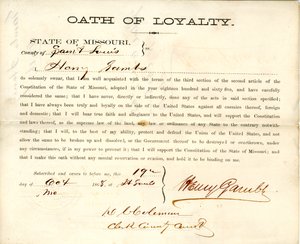 Loyaliteitseed van Henry Gambs uit Missouri, County of St. Louis