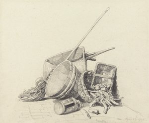 Stilleven met kruiwagen en manden, 27 april 1840