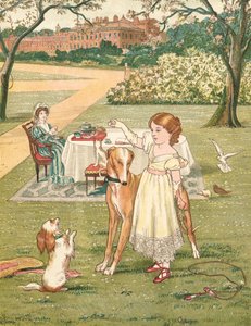 De Prinses en Haar Huisdieren (kleur litho)