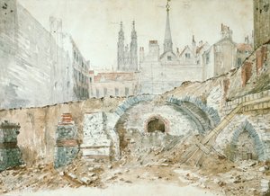 Delen van een basiliek uit het late 1e-begin 2e eeuw in de City of London door Henry Hodge