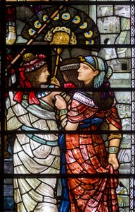 Durham Kathedraal, Holday Workshop, Henry Holiday, Mozes Verlaat Het Hof Van Farao (detail), 1895 door Henry Holiday