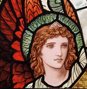 Grasmere, St Oswald, James Powell & Sons, Henry Holiday, Dienende Engelen (detail), 1893