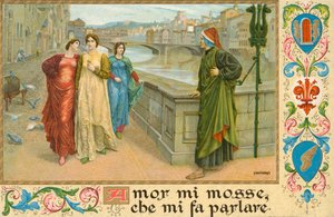 Italiaanse dichter Dante Alighieri en Beatrice Portinari