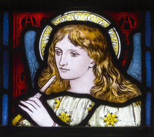 Kirkstall, St Stephen, Heaton Butler & Bayne, Henry Holiday, Hoofd van een meisje, c.1870 door Henry Holiday