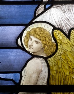 Wolsingham, St Mary & St Stephen, James Powell & Sons, Henry Holiday, Jacobs Ladder, Engel (detail), 1881