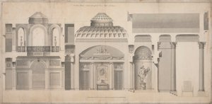 Carlton House, Pall Mall, Londen: Sectie van het portiek, de hal en de tribune door Henry Holland