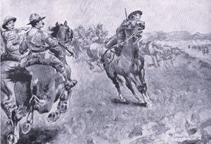 De race voor het bevel over de Philips Town Road, uit After Pretoria: The Guerilla War gepubliceerd door Harmsworth Bros Limited, 1901 door Henry Inglis Jodrel Sheldon Williams