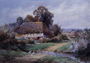 Een watersplash in Hampshire door Henry John Sylvester Stannard